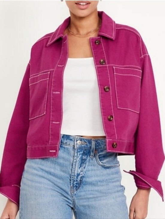 Old Navy Jackets & Blazers - NEW Old Navy Crop Utility Jacket Boysenberry Size Large